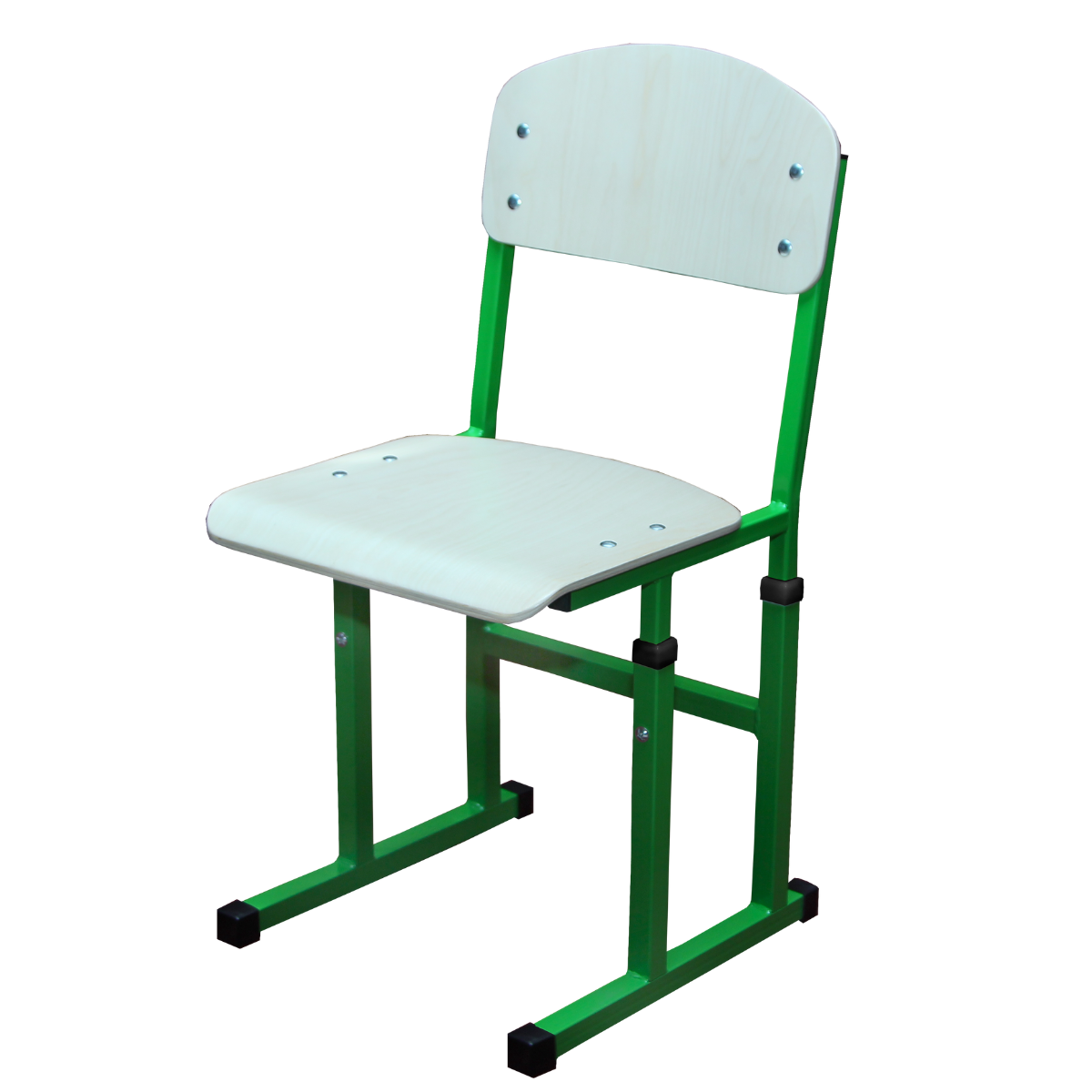 Стілець учнівський полозковий, на квадратній металевій трубі, регулюється по висоті на ростові групи №4-6, АЛМАНТ, 380х430х740-820 мм, (h=380-460 мм).